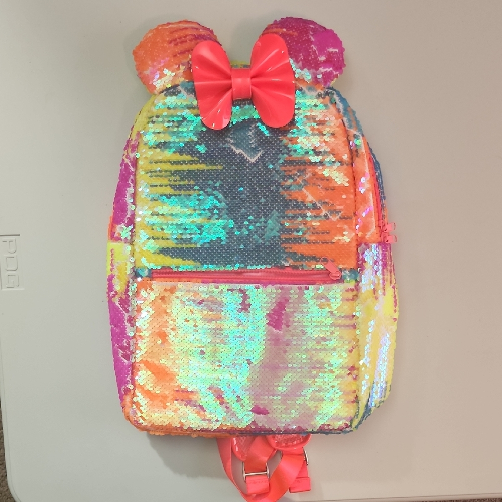 Disney Pink and Orange Backpack with Ears and Bow